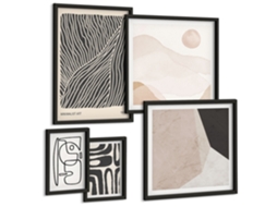 Um Conjunto De Imagens Decorativas Em Uma Moldura Limoeiros, Frutas E Sol Moldura Preta Pinturas De Quarto Espelharte (conjunto De 5 Imagens)
