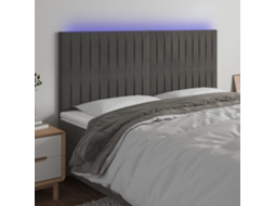 Vidaxl Cabeceira De Cama C/ Led Veludo 180x5x118/128 Cm Cinza-escuro