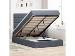 Vidaxl Estrutura De Cama Otomana Com Colchões Cinza Escuro Veludo
