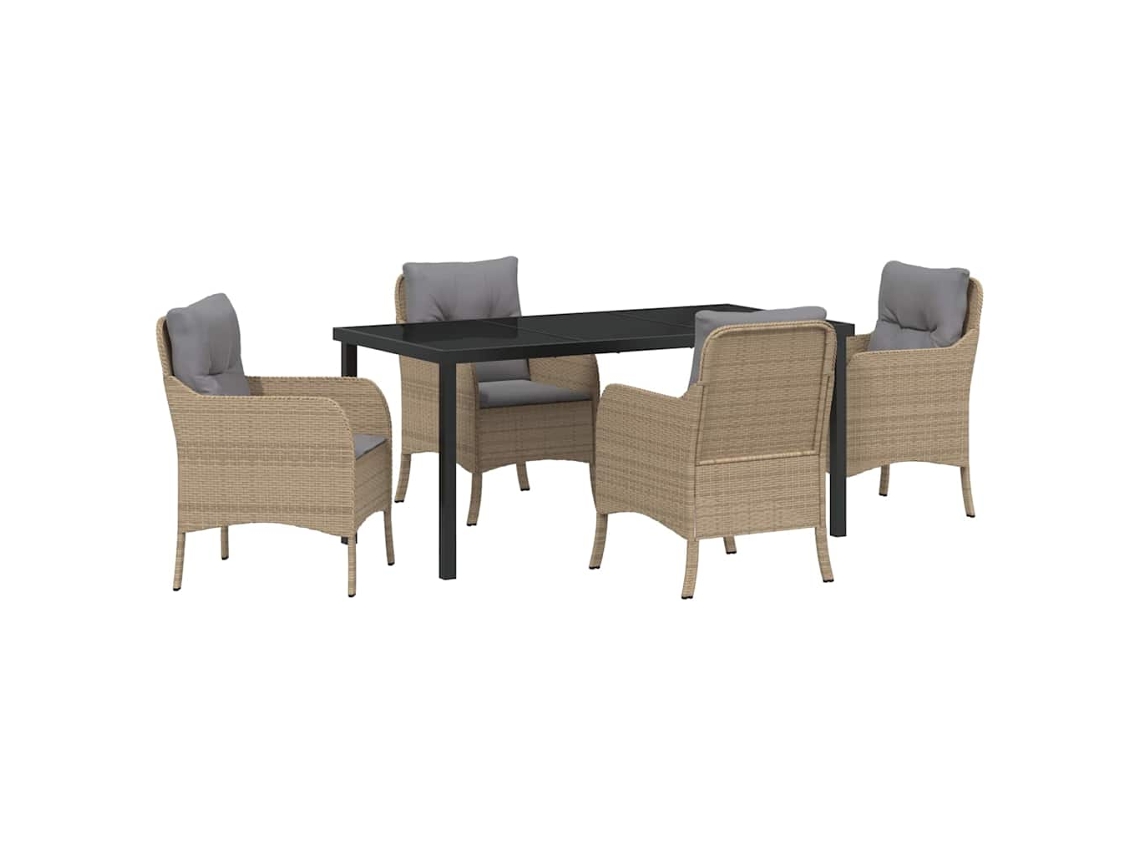 Maison Exclusive - Conjunto De Jantar Para Jardim Com Almofada 5 Pcs Bege Vime Pe