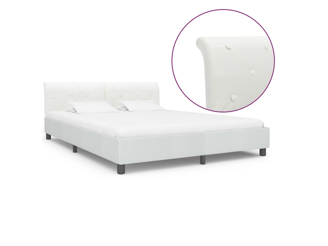 Vidaxl Estrutura De Cama 180x200 Cm Couro Artificial Branco