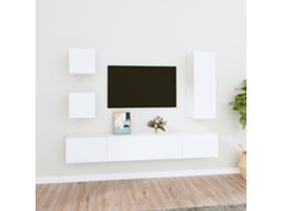 Vidaxl Conjunto Móveis De Tv 5 Pcs Madeira Processada Branco