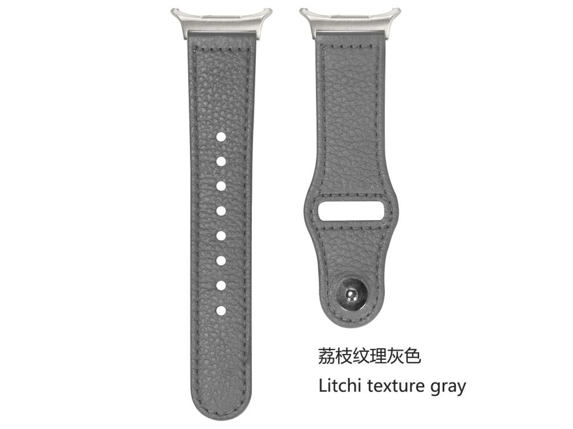 Bracelete para Samsung Galaxy Watch Ultra XIAOMOYU em couro com fivela reversa e rebite textura de lichia cinza