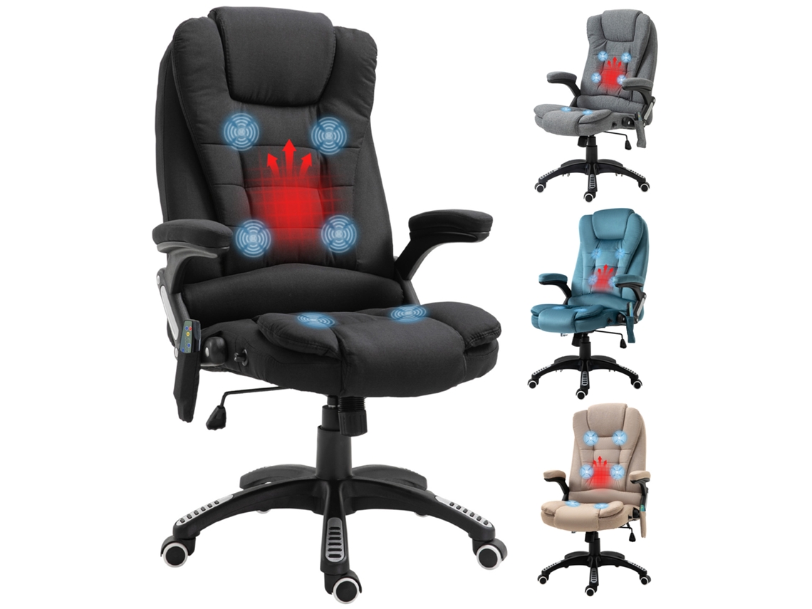 Poltrona de Massagem com 6 Pontos de Massagem com Função de Aquecimento, Altura Ajustável e Rodas 68x72x110 120 Cm Pretas Ge