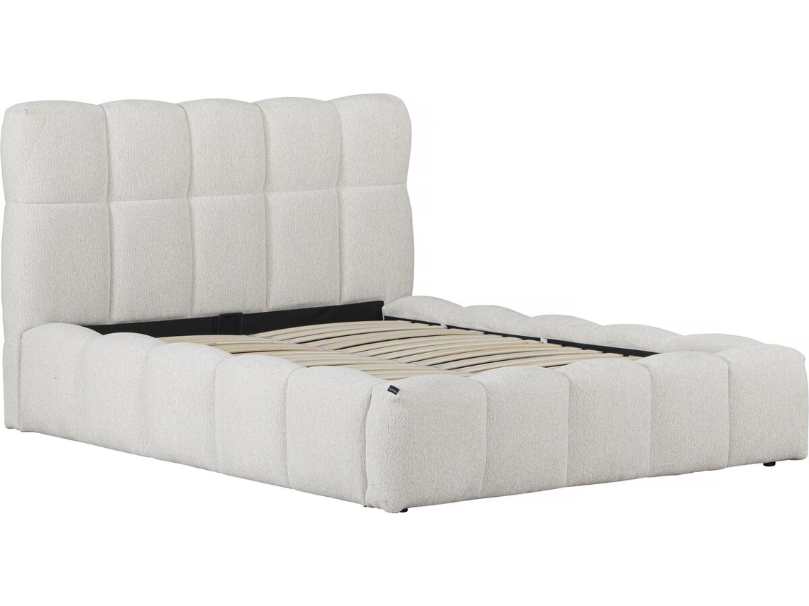 Cama De Casal Em Tecido Davos Com Arrumação - 140 X 190 Cm - Bege