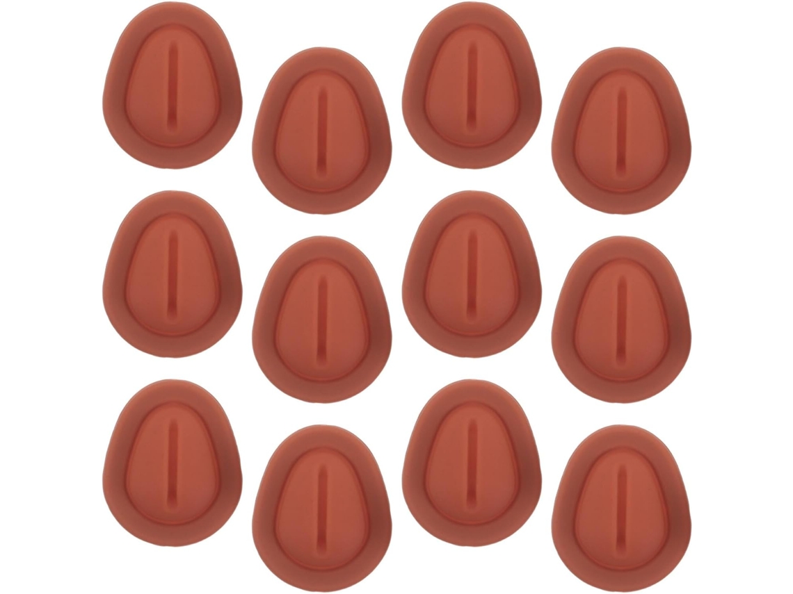 Conjunto de 12 estabilizadores de silicone marrom para porta-copos de carrinho de compras.