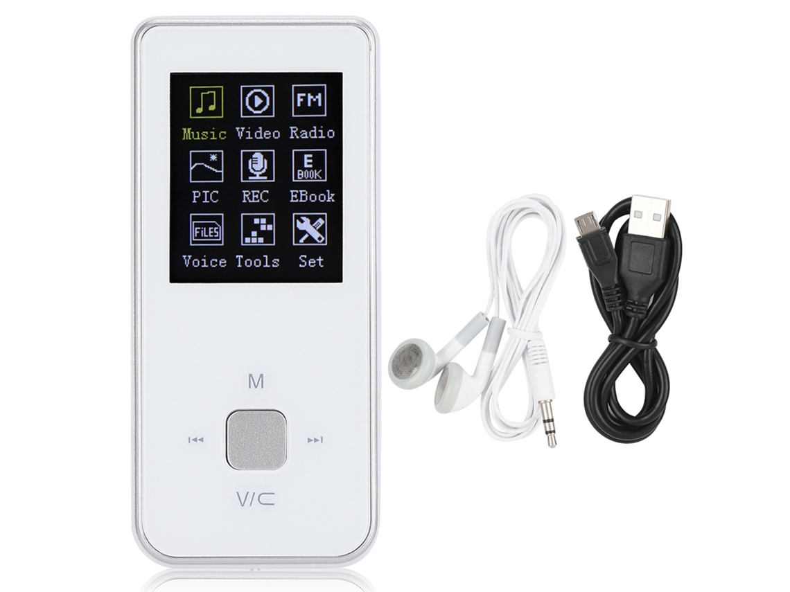 Superfície Espelhada Ultrafina Tela Colorida De 1,8 Polegadas Mp3 Player Mini Cartão De Plugue Vídeo Mp4 Branco Brilvibera