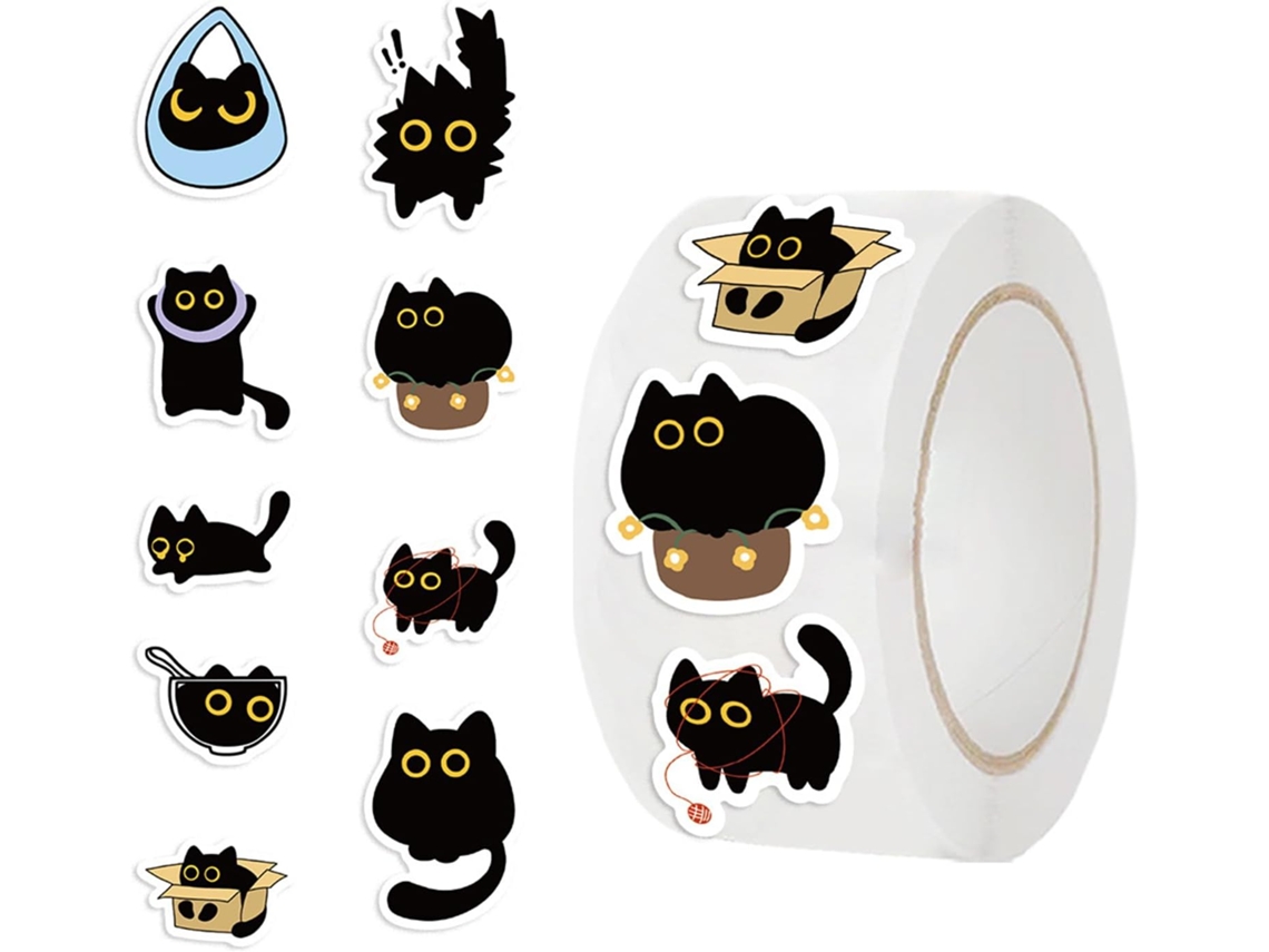Adesivos Fofos De Gatinhos, Adesivos Divertidos E Estéticos De Gatinhos Pretos Para Garrafas De Água, Scrapbooking Adesivos Fofos De Ga Gokoco