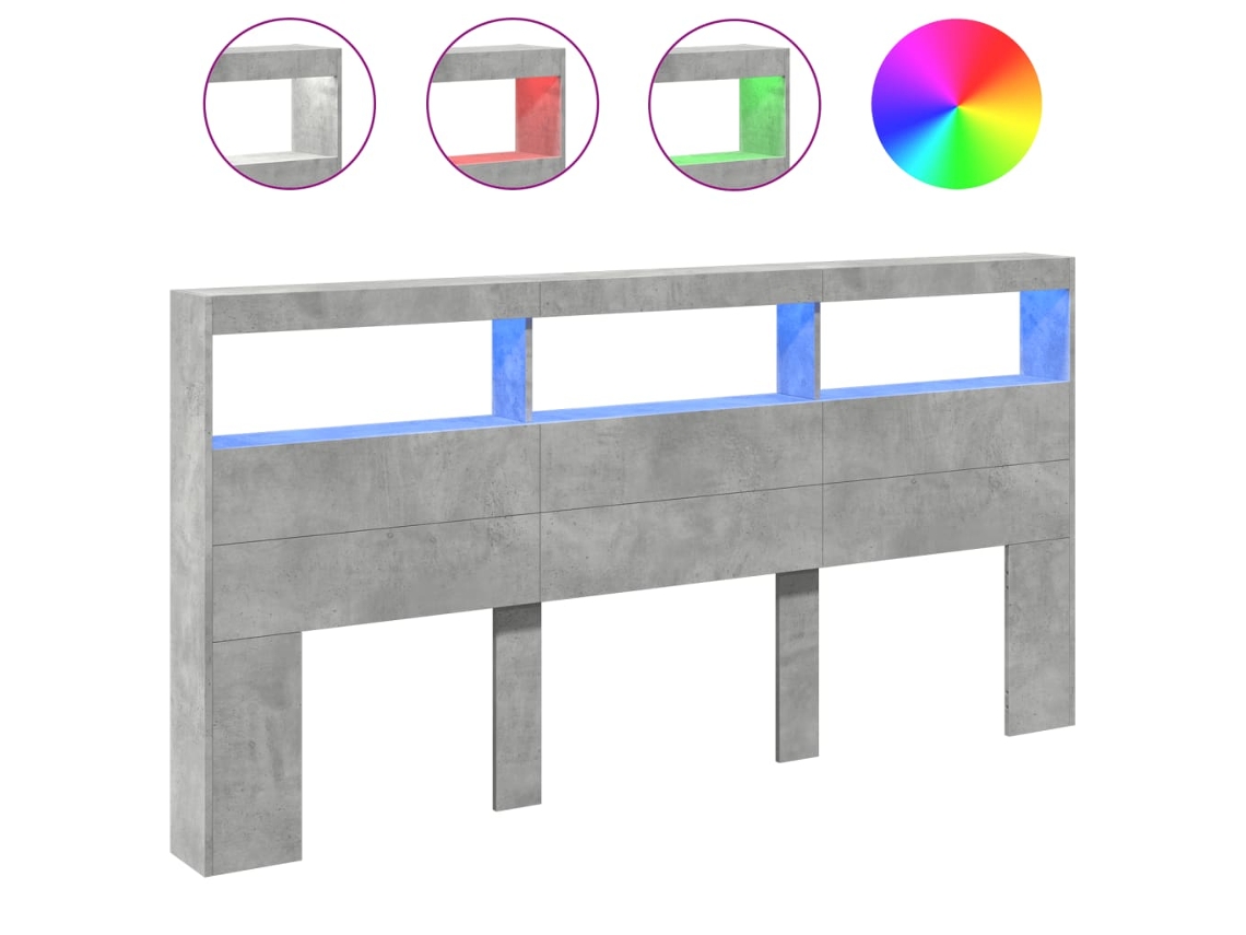 Headboard Cabinet, Headboard Cabinets Vidaxl Cinzeto Madeira Processada (200 X 17 X 102 Cm)