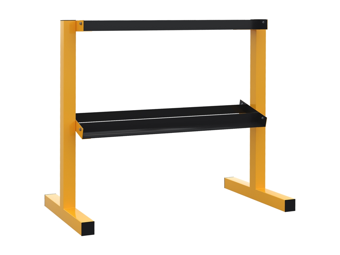Suporte para Barras e Halteres, Até 270 Kg, 2 Prateleiras, Estrutura de Aço, Amarelo, 92,5 X 50,5 X 80,5 Cm PONTOCASA
