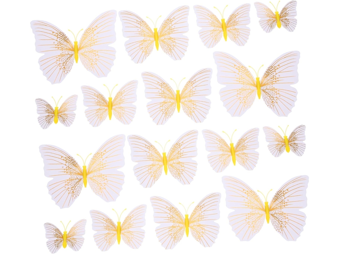 Conjunto De 48 Adesivos Dourados Em Formato De Figuras Para Decoração De Parede.