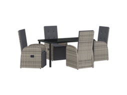 Conjunto 5 De Jantar De Jardim Vidaxl Com Almofadas Cinza Rattan Poliéster