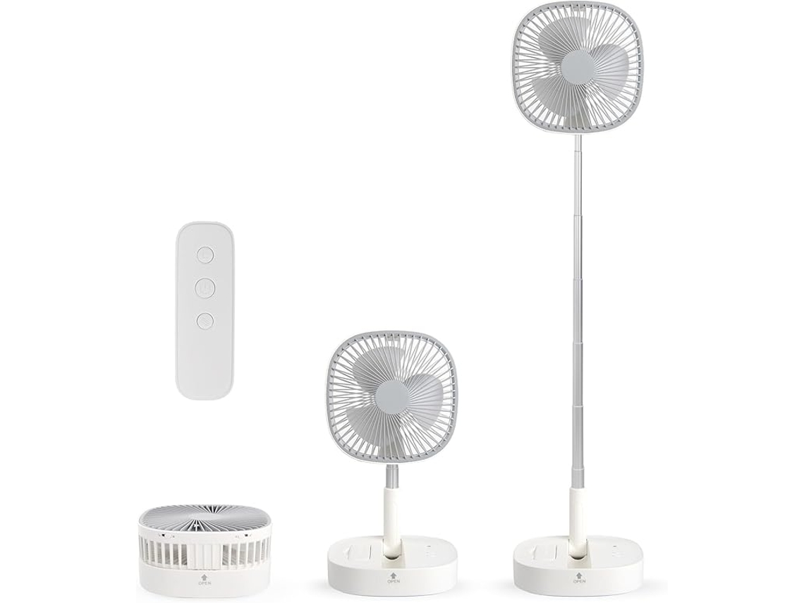 Ventilador Oscilante Portátil, Dobrável, Bateria Recarregável De 7200mah, Temporizador Com Controle Remoto Branco Siurn