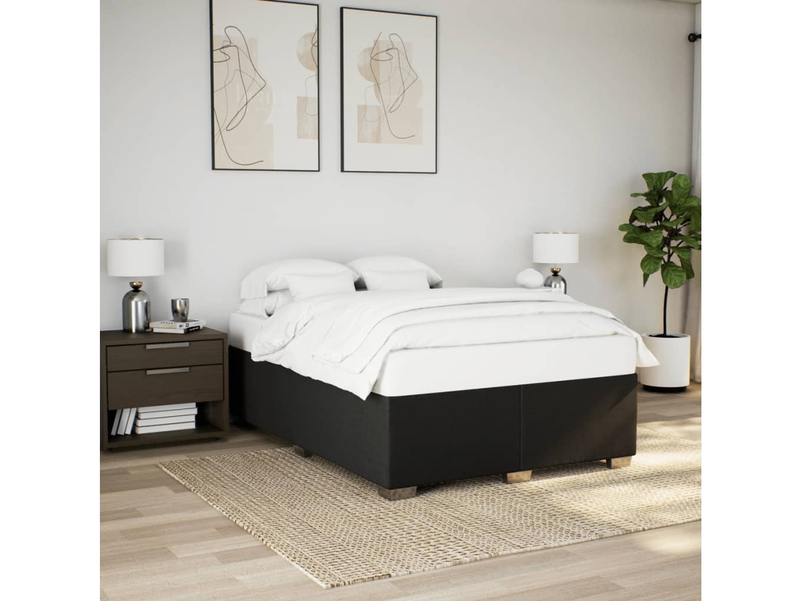 Estrutura De Cama Sem Colchão 140x190 Cm Tecido Preto