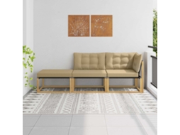 Vidaxl Conjunto De Sofás Para Exterior Madeira Sólida De Acácia Branco