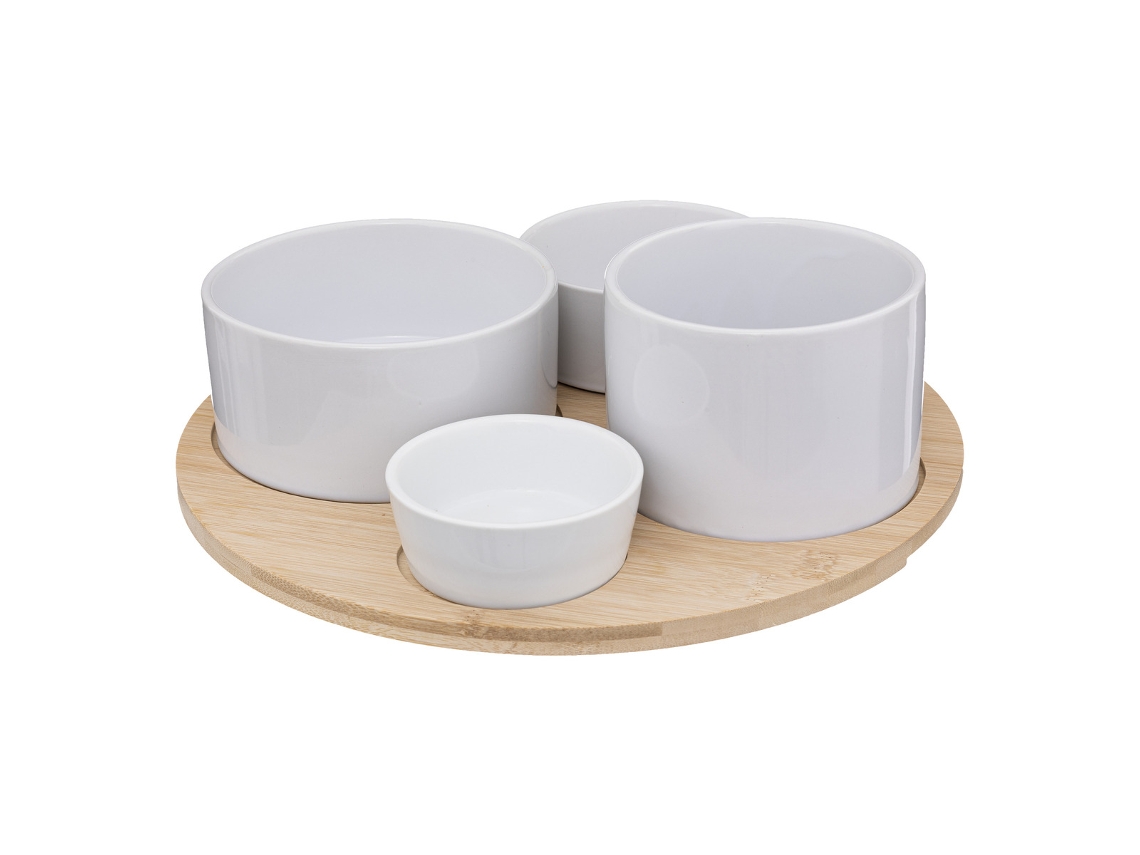 Conjunto de lanche de bambu branco de 5 peças SG SECRET DE GOURMET