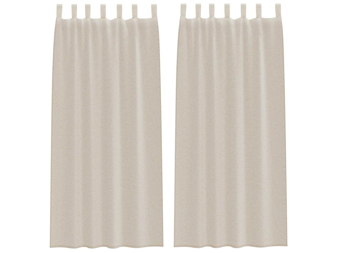 Conjunto 2 Cortina De Voile Vidaxl Bege Poliéster (245 X 140 Cm)