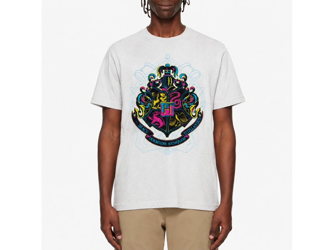 Rockinstone Harry Potter Hogwarts Bicolor Emblem White T-shirt Size:xl