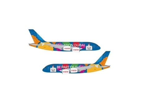 Kit Pré Pintado Airbus A380 Emirates Destination Dubai Montagem Modelo 1250 Herpa