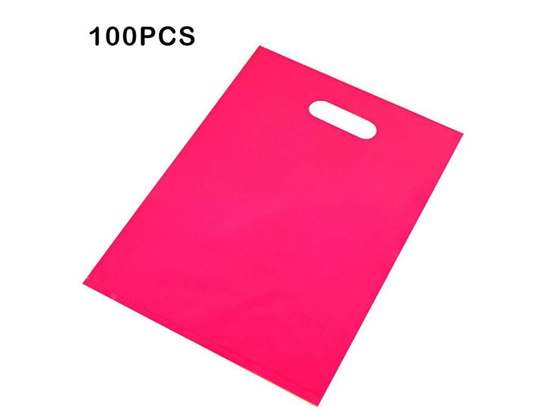 100 Sacolas Plásticas com Alça Personalizadas Multicoloridas Eco friendly para Compras e Presentes