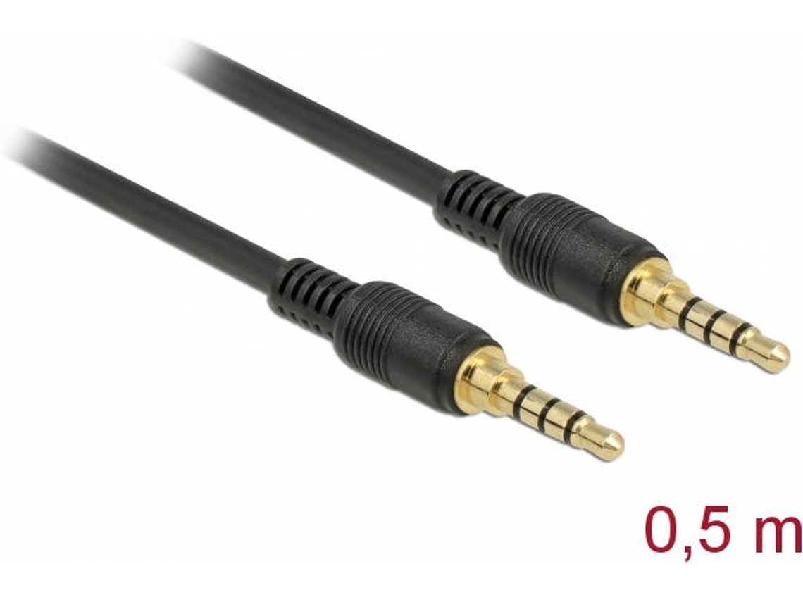 Cabo de Áudio DELOCK (Jack 3.5mm - 50 cm - Preto)
