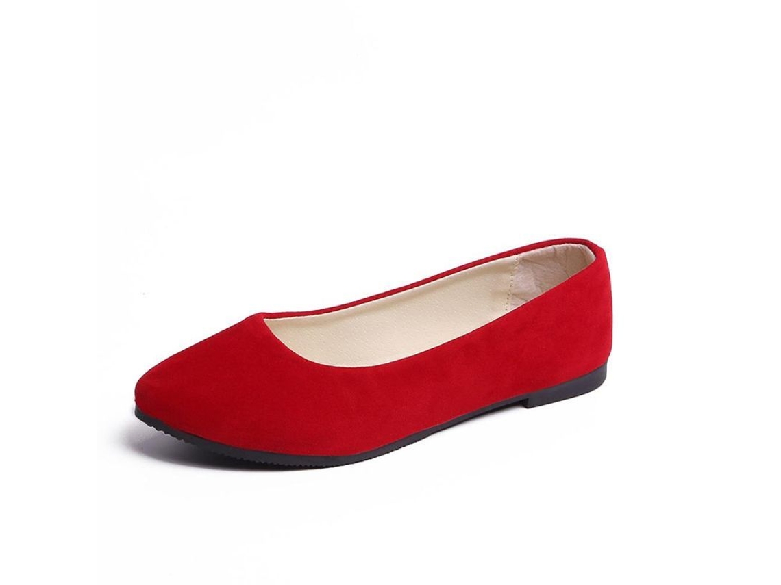 2026-sapatos Planos Para Mulher Tamanho Grande 35-43 Slip On Couro Falso Cores Doces Loafers Bailarinas 37 Rojo