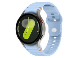 Bracelete Para Samsung Galaxy Watch 7 (40/44mm) - Silicone 20mm Com Costura Ondulada E Fivela Reversa - Azul Claro