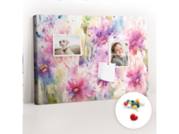 Quadro De Cortiça Flores Pintadas Para O Corredor Espelharte (60x40 Cm)