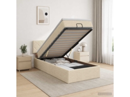 Vidaxl Cama Ottoman Com Colchão Com Cabeceira Creme 80 X 200 Cm Tecido