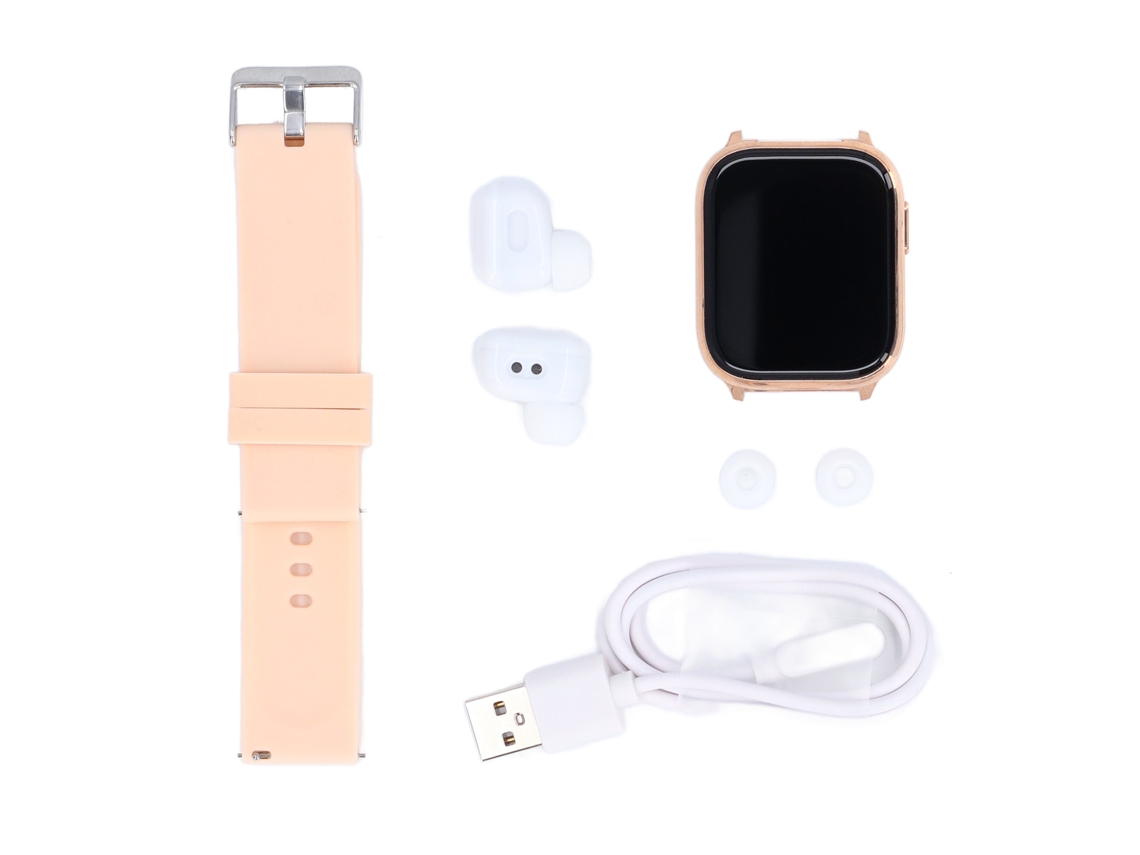 Aetheria relógio Táctil com Fones de Ouvido 2 em 1 Combo Tela Cheia Bt Sem Fio para Esportes X9 Roseate