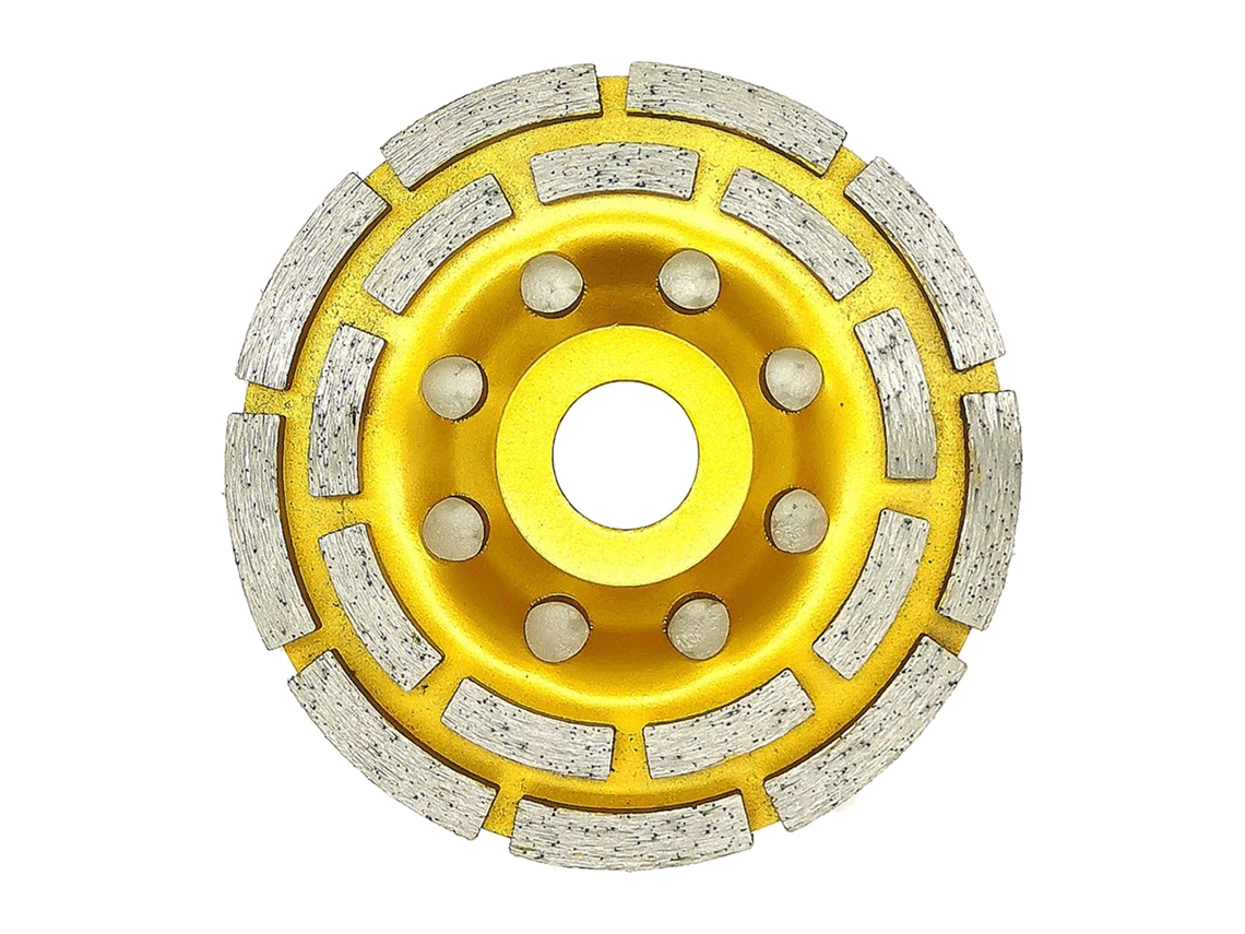 Disco De Polido Diamante De Taza De Molienda De Doble Fila, Rueda De Molienda De 4.5 Pulgadas Para Concreto Mármol Piedras