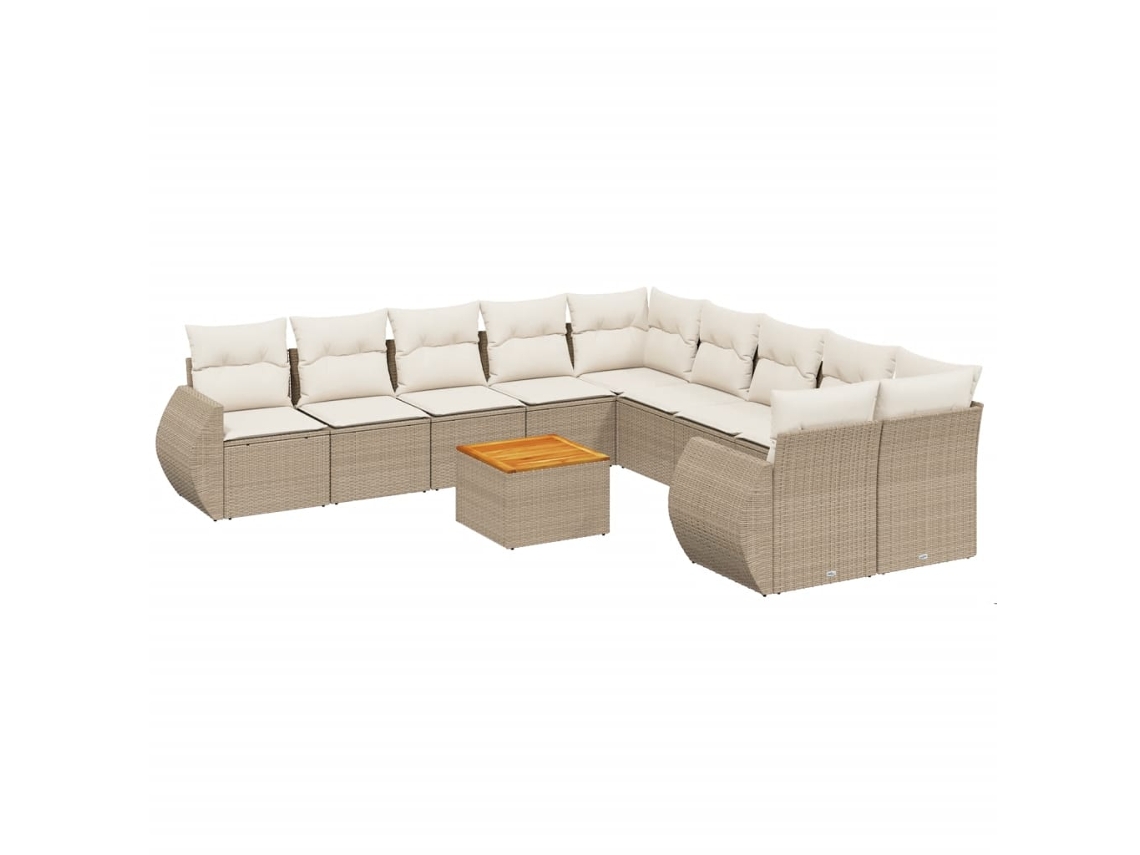 Maison Exclusive - 11 Pcs Conjunto Sofás De Jardim C/ Almofadões Vime Pe Bege
