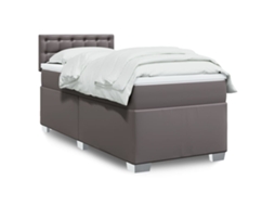 Cama Com Molas/colchão 90x190 Cm Couro Artificial Cinzento