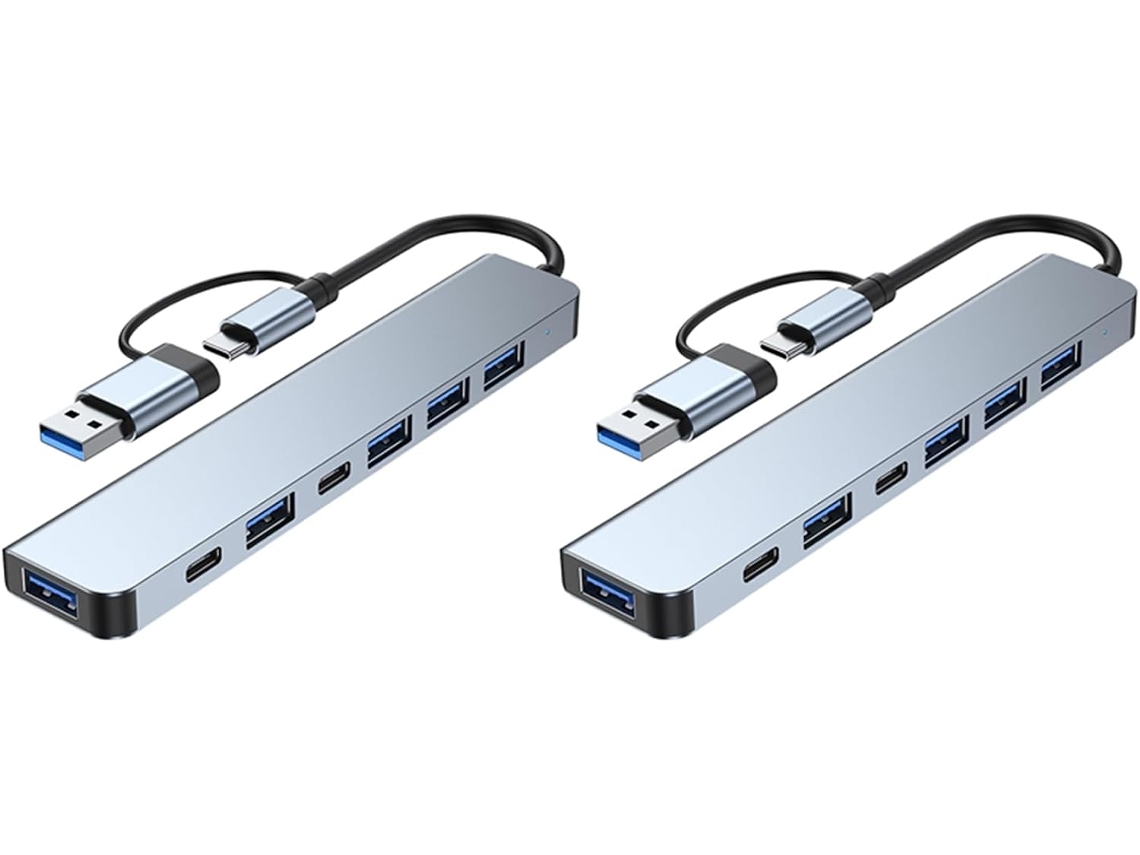 Hub Usb 3.0 Multiportas Duplo Com 4 Portas Usb-c E 2.0 Para Pc Laptop