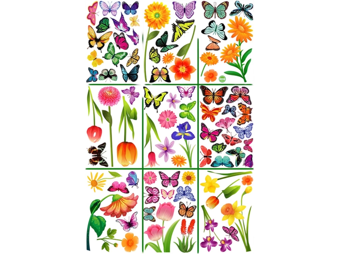 Decoração De Janela Em Pvc Fácil De Aplicar Com Estampa Floral.