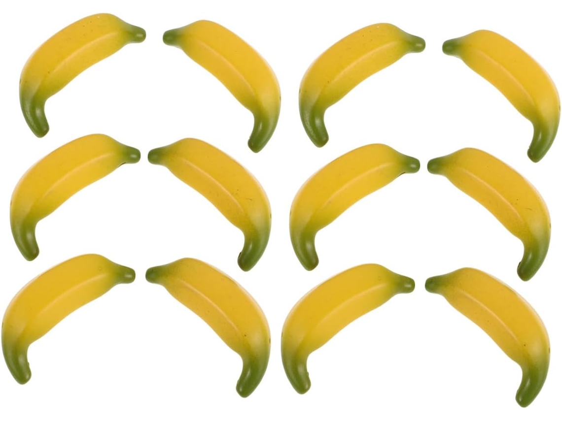 Conjunto de 15 Miniaturas de Bananas Amarelas Decorativas CHABERLU