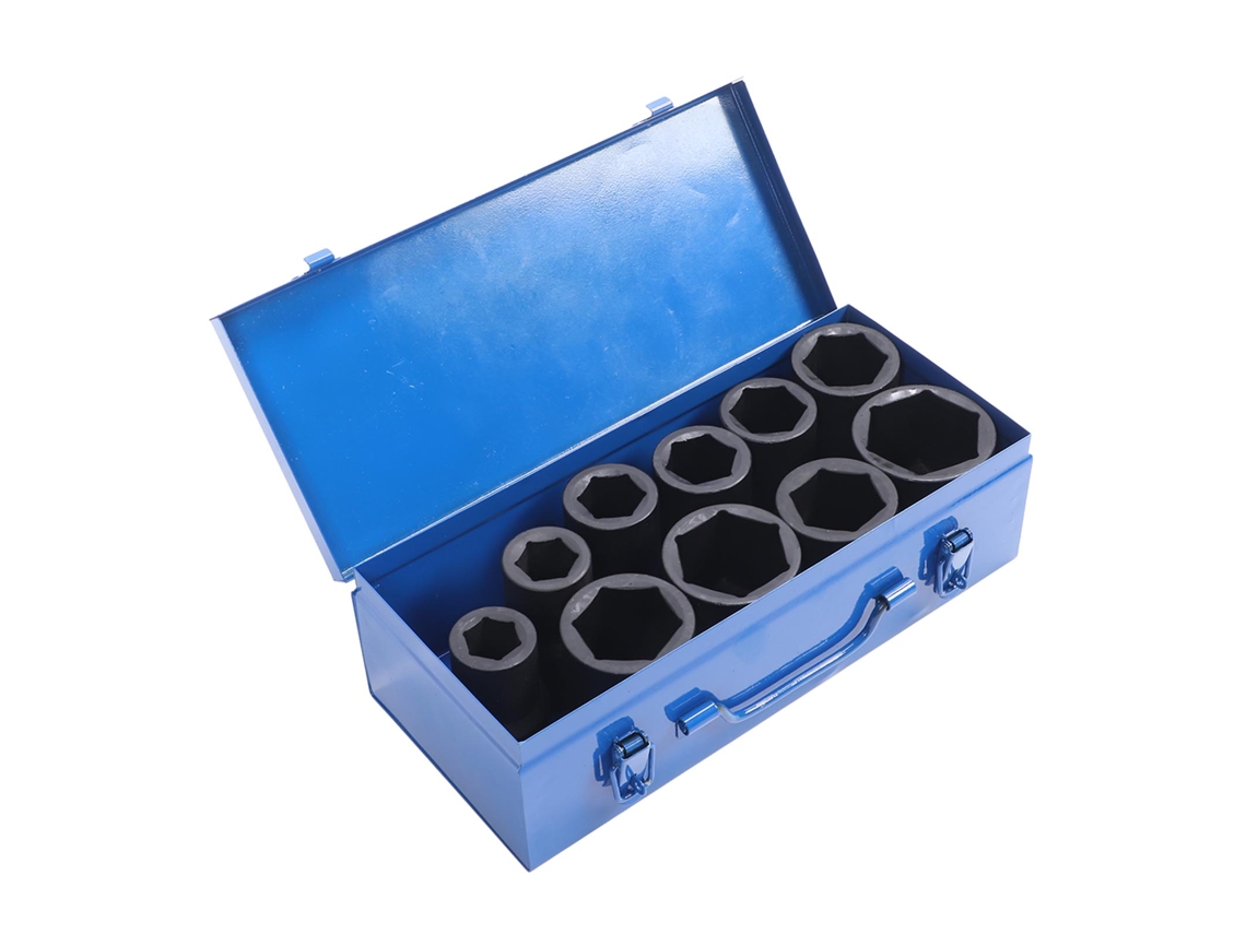 Conjunto De 10 Soquetes Profundos De Impacto De 1" Com Caixa Em Ferro – Laxiscreed