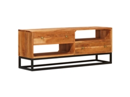 Conjunto 1 Suporte Para Tv Vidaxl Castanho Madeira De Acácia Maciça (110 X 30 X 44 Cm)