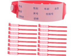 Pacote com 100 pulseiras descartáveis para uso hospitalar, para adultos, coloridas, ideais para eventos e internacionais.