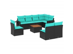 Conjunto de Sofá de Jardim, 5 Peças, Almofadas, Rattan Preto MAISON EXCLUSIVE