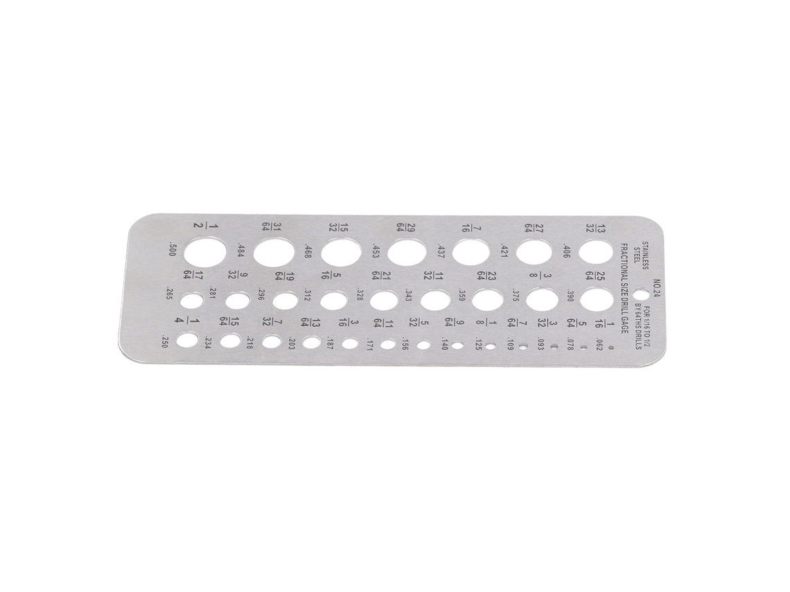 Medidor De Tamanho Broca Escala Clara, Preciso 1/16 A 1/2", Dupla Face Medições Precisas