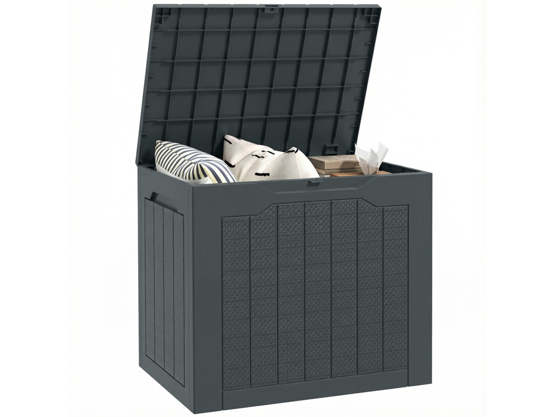 Caixa de Armazenamento Externa de 93w com Alças Embutidas. Estojo de Armazenamento Externo À Prova D'água 56 X 41 X 50 Cm. Cinza Escuro Ge