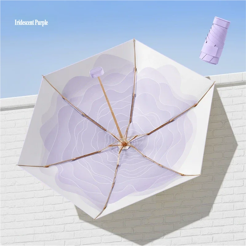 (roxo 6k) Guarda-sol Portátil Adesivo Colorido, Mini Guarda-sol Ultraleve De Uso Duplo