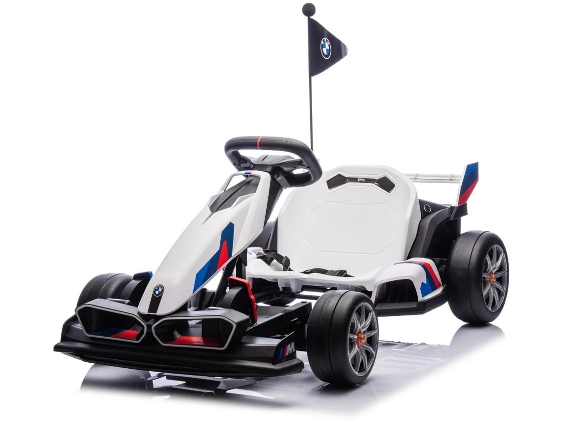 Gokart Elétrico Para Crianças 24v Bmw - 5 A 12 Anos - Estrutura Ajustável - Branco