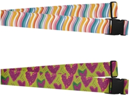 Conjunto De 2 Cintas Bagagem Coloridas E Ajustáveis Com Estampa Ondas Do Arco Íris