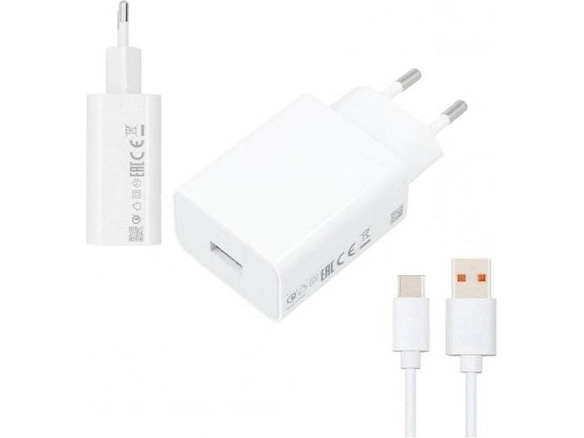 Kit Carregador Turbo Fast Charge e Cabo de Carga para Xiaomi Redmi Note 11 Pro 33W 3A Usb C Branco