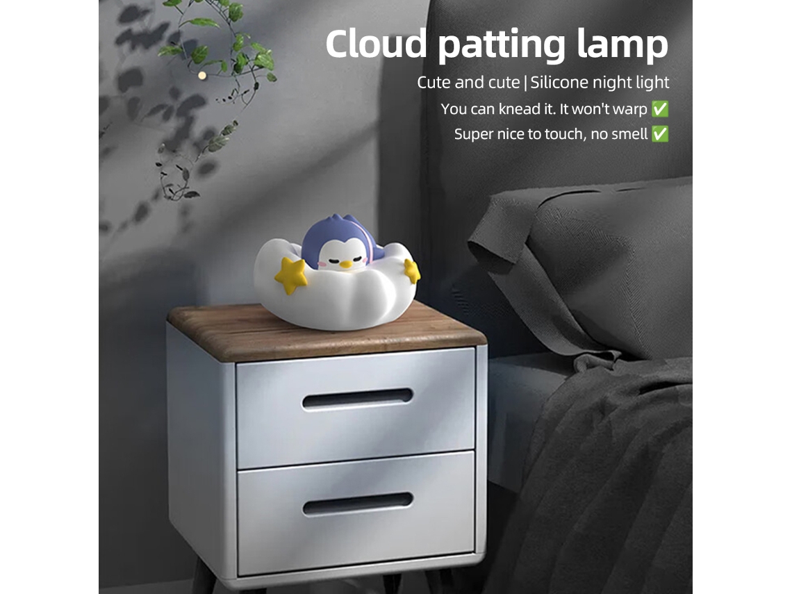 Luz Noturna Ursinho Penguin Silicone Portátil Recarregável