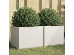 Vidaxl Vasos/floreiras 2 Pcs 32x30x29 Cm Aço Branco