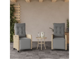 Vidaxl Cadeiras Jardim Reclináveis 2 Pcs C/ Apoio De Pés Bege Mistura