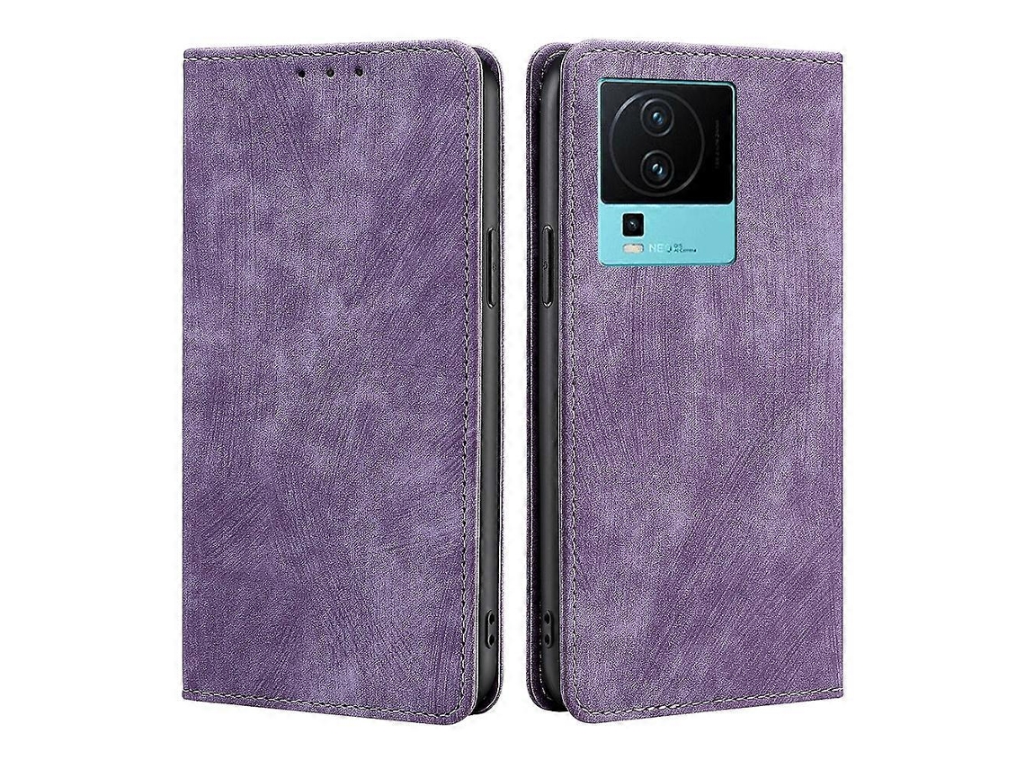 Capa De Couro Magnética Com Escova Antirroubo Rfid Para Vivo Iqoo Neo7